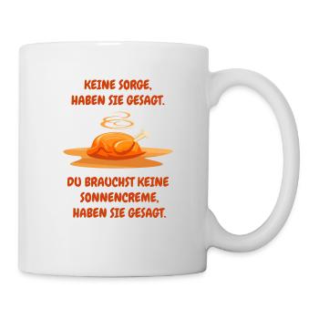 Brathähnchen Hochsommer Lustige Sprüche Geschenk - Tasse - Weiß - Rechts