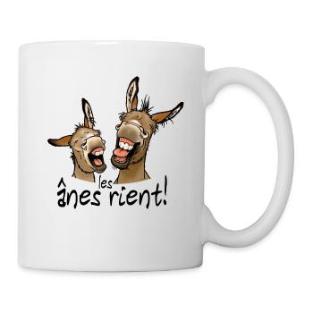 Les ânes rient! (texte noir) - Mug blanc - blanc - Droite