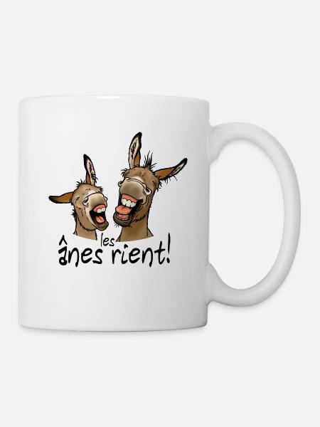 Les ânes rient! (texte noir) - Mug blanc - blanc