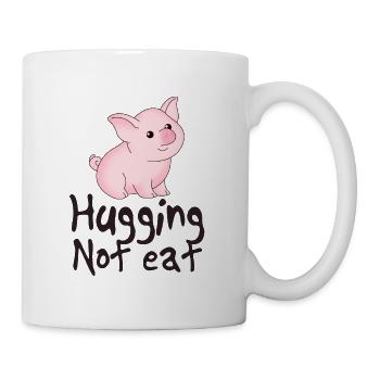 Hugging not Eat Vegan saying - Mug - white - Right
