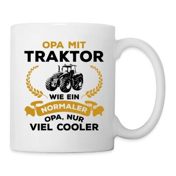 Opa Traktor Wie normaler Nur Cooler Landwirtschaft - Tasse - Weiß - Rechts