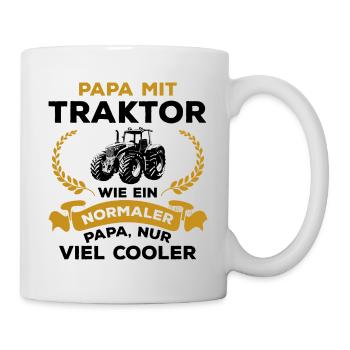 Papa Traktor Wie normaler Nur Cooler Landwirtschaf - Tasse - Weiß - Rechts