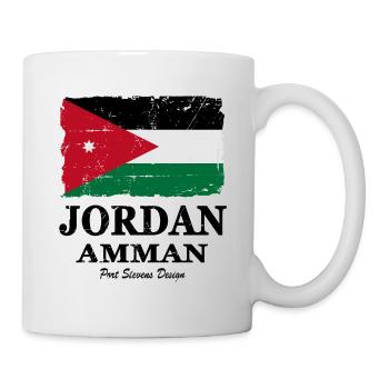 Flag of Jordan - Jordanien Flagge - shabby look - Tasse - Weiß - Rechts