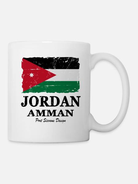 Flag of Jordan - Jordanien Flagge - shabby look - Tasse - Weiß