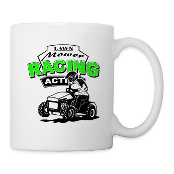Rasentraktor - Rasentraktorrennen - Tasse - Weiß - Rechts