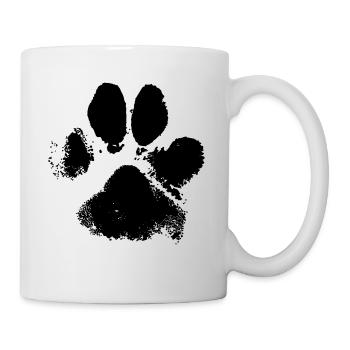 Hunde Tatze Pfotenabdruck - Tasse - Weiß - Rechts