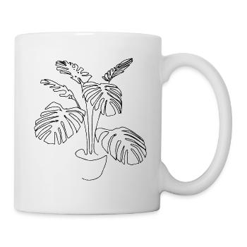 Monstera plantlovers Pflanze Linie Print Geschenk - Tasse - Weiß - Rechts