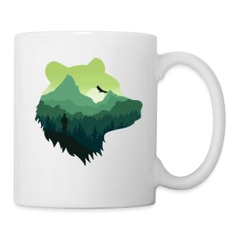 bear silhouette and beautiful scenery - Mug - white - Right