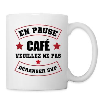 cadeau marrant pause café | tasse de café - Mug blanc - blanc - Droite