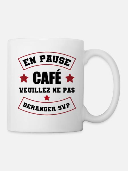 cadeau marrant pause café | tasse de café - Mug blanc - blanc