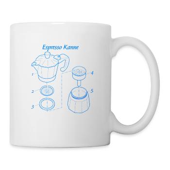 espresso pot - Espressokanne - Techn Illustration - Tasse - Weiß - Rechts