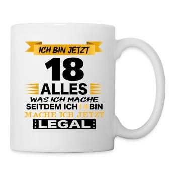 ich bin jetzt 18 schwarz 18. Geburtstag Geschenk - Tasse - Weiß - Rechts