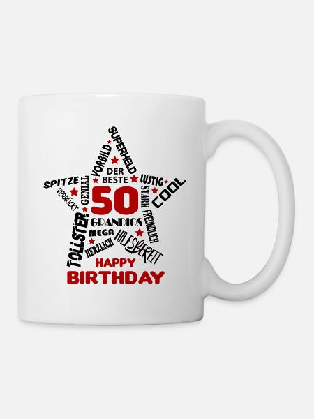 Geburtstag Mann 50 Happy Birthday Men Alter Best - Tasse - Weiß