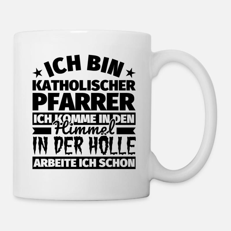 Katholischer Pfarrer Geschenk lustig Himmel Hölle - Tasse - Weiß