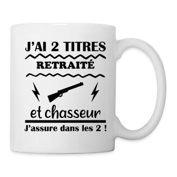 J'ai deux titres retraité et chasseur - Mug blanc - blanc - Droite