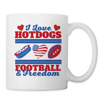 Liebe Hotdogs Football und Frieden Design - Tasse - Weiß - Rechts