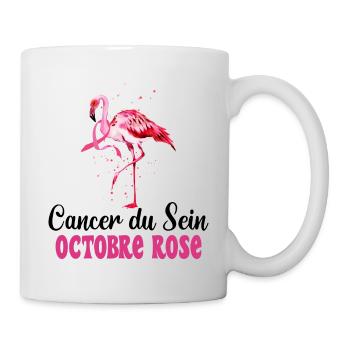 Flamant Rose Cancer Du Sein Octobre Rose - Mug blanc - blanc - Droite