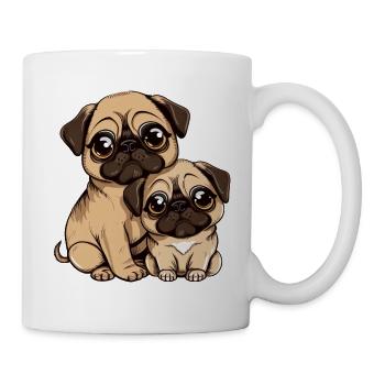 Mops Geschwister Hund Comic Hunde Besitzer Tier - Tasse - Weiß - Rechts
