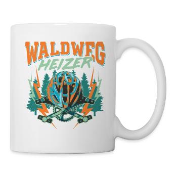 Waldweg Heizer Mountainbike Mountainbiker Geschenk - Tasse - Weiß - Rechts