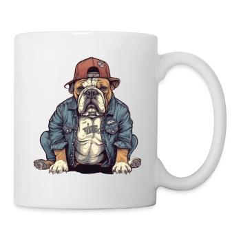 Bulldog Cool Baseball Cap Streetwear Rap Dog - Mug - white - Right