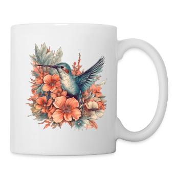 Hummingbird with tropical flowers - Mug - white - Right