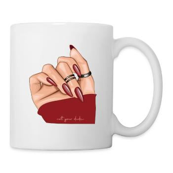 Hand Rot - Tasse - Weiß - Rechts