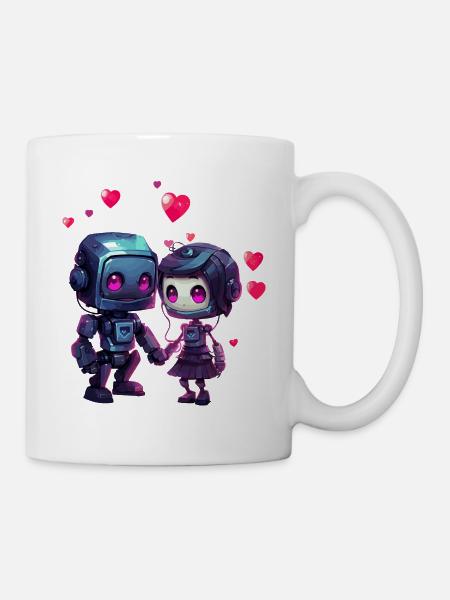 ROBOTER LOVE Design - Tasse - Weiß