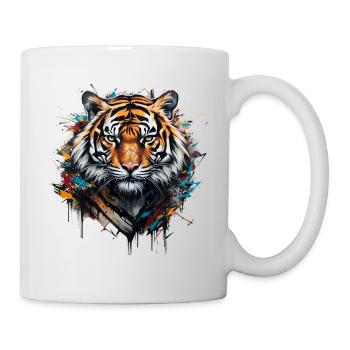 Mächtiger Tiger. Stärke im Graffiti-Stil. - Tasse - Weiß - Rechts