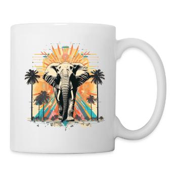Vintage Elefant im Retro Sommer Tropen Style - Tasse - Weiß - Rechts