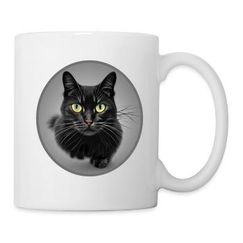 Superbe Chat Noir en train de Courir - Mug blanc - blanc - Droite
