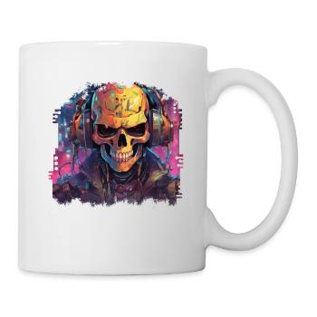 PixelPulse Cortex // Cyberpunk Skull - Tasse - Weiß - Rechts
