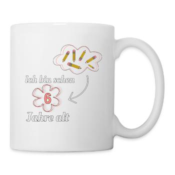 Ich bin schon 6 Wolke - Tasse - Weiß - Rechts