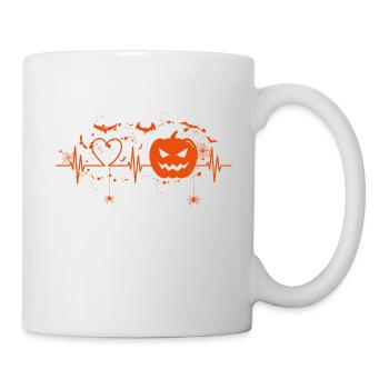 Heartbeat Halloween, Halloween Vibes,Pumpkin - Mug - white - Right