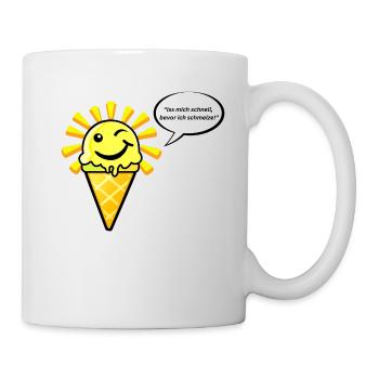 Eis als Sonne schmilzt mit witzigem Spruch - Tasse - Weiß - Rechts