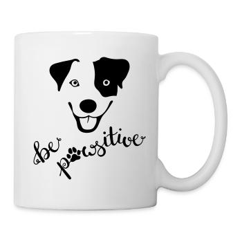Cheerful dog "be pawsitive" - Mug - white - Right