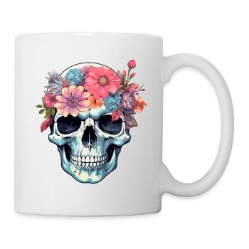 Human Skull & Flowers 16 - Mug - white - Right