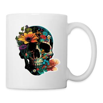 Human Skull & Flowers 40 - Mug - white - Right