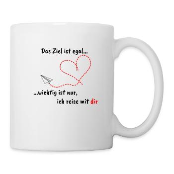 Avion en papier avec coeur et texte romantique - Mug blanc - blanc - Droite