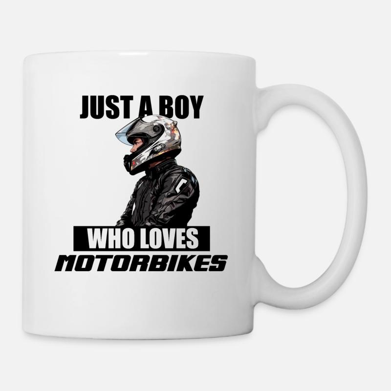 JUST A BOY WHO LOVES MOTORBIKES Motorrad Biker - Tasse - Weiß