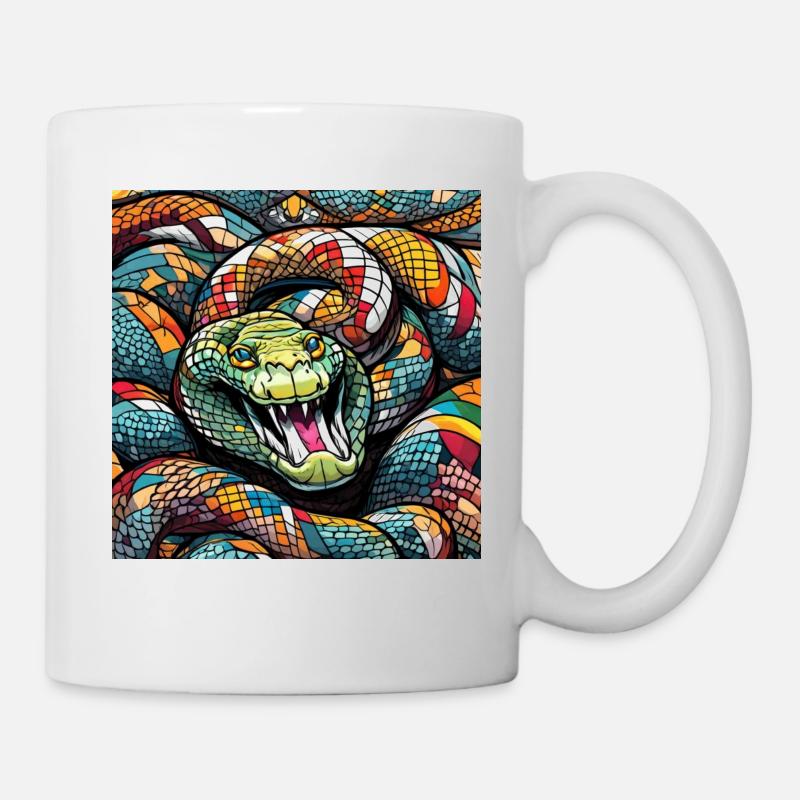Bunte Schlange Comic Style - Tasse - Weiß