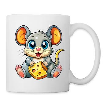 Souris amoureuse du fromage - Mug blanc - blanc - Droite