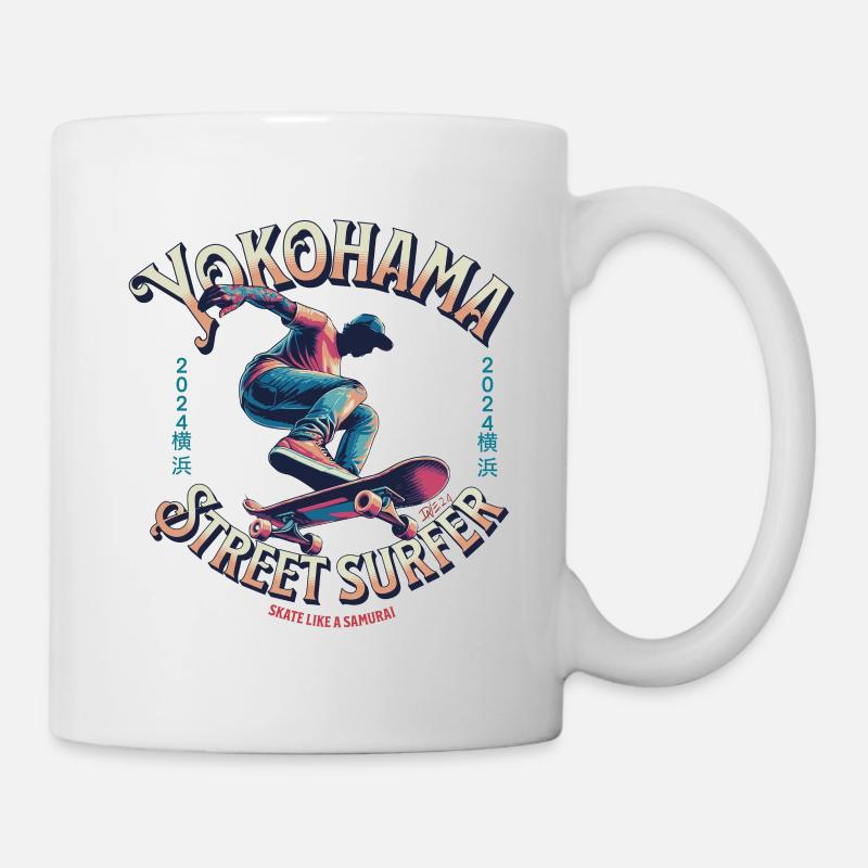Yokohama Street Surfer - Skate like a Samurai - Tasse - Weiß