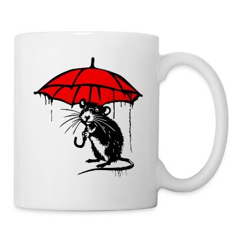 Ratte mit Schirm - Tasse - Weiß - Rechts