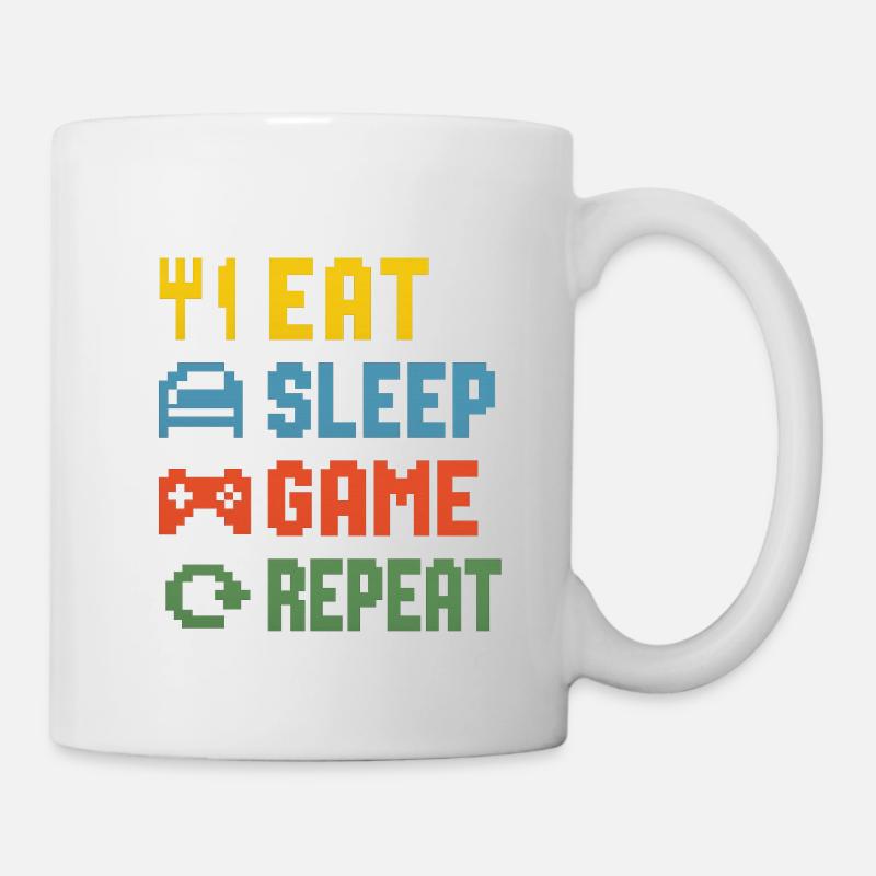 Manger dormir jeu Répéter - Mug blanc - blanc