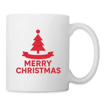 Red Christmas tree with ribbon - Mug - white - Right