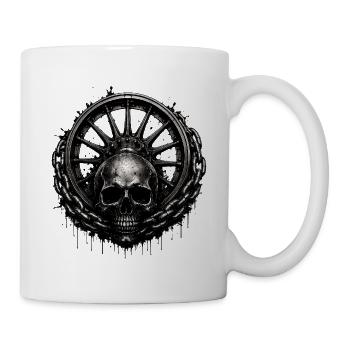 Striking dark motif with skull, solid chain - Mug - white - Right