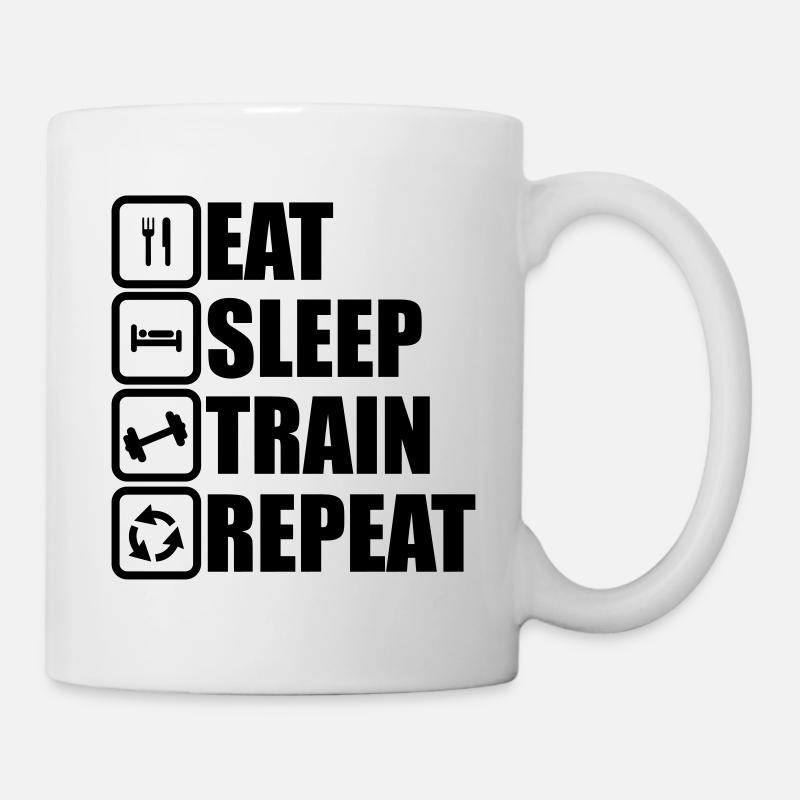 eat sleep train repeat - Tasse - Weiß