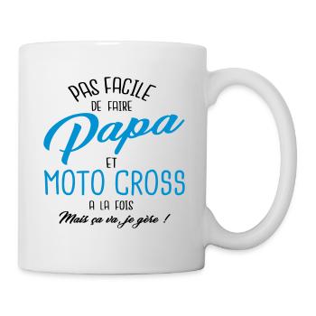 Papa et moto cross - Mug blanc - blanc - Droite