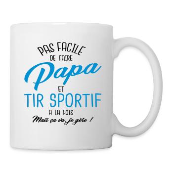 Papa et tir sportif - Mug blanc - blanc - Droite