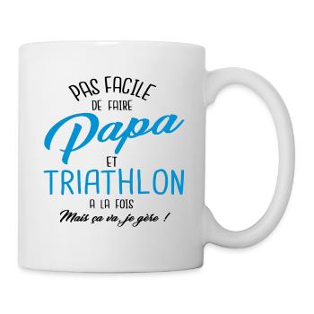 Papa et triathlon - Mug blanc - blanc - Droite